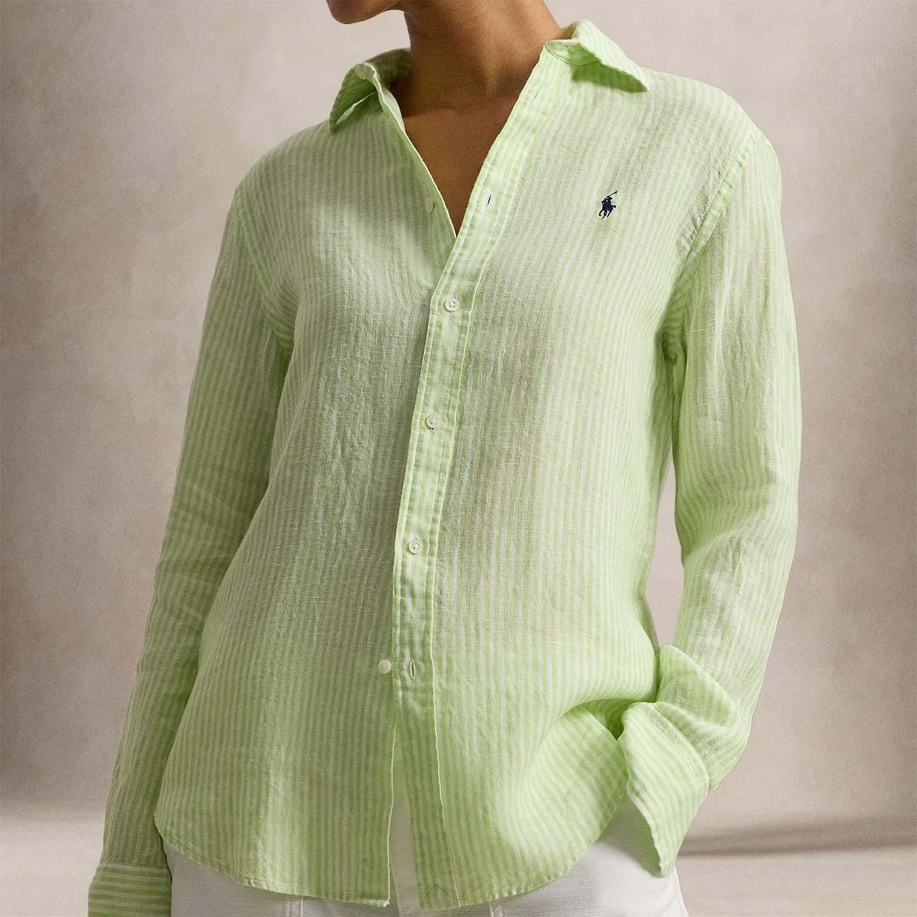Camicia donna in lino Classic Fit EletricLime 211A96158 001 POLO RALPH LAUREN 