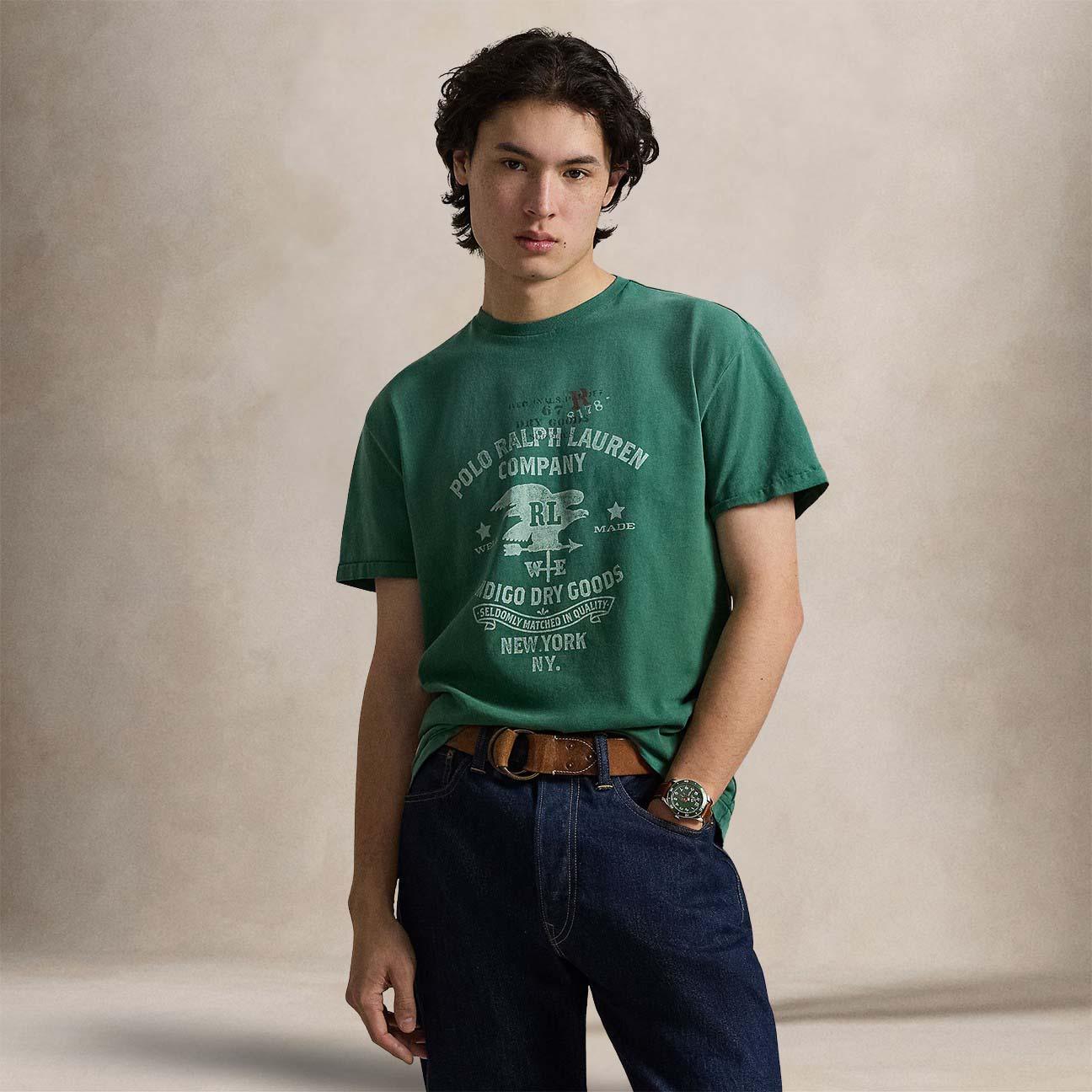 T-Shirt uomo con grafica Verde 710B13522 001 POLO RALPH LAUREN 