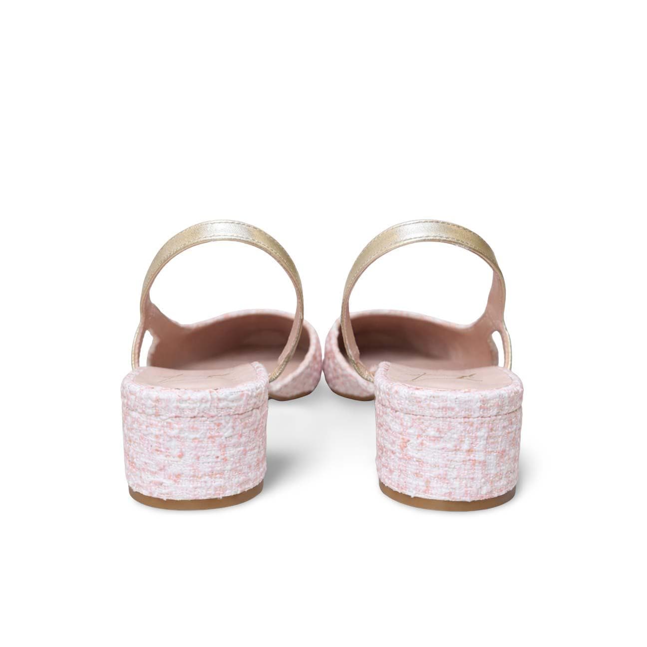 Slingback in tweed Rosa e Oro ROSETTE PLATI PINK ROBERTO FESTA 