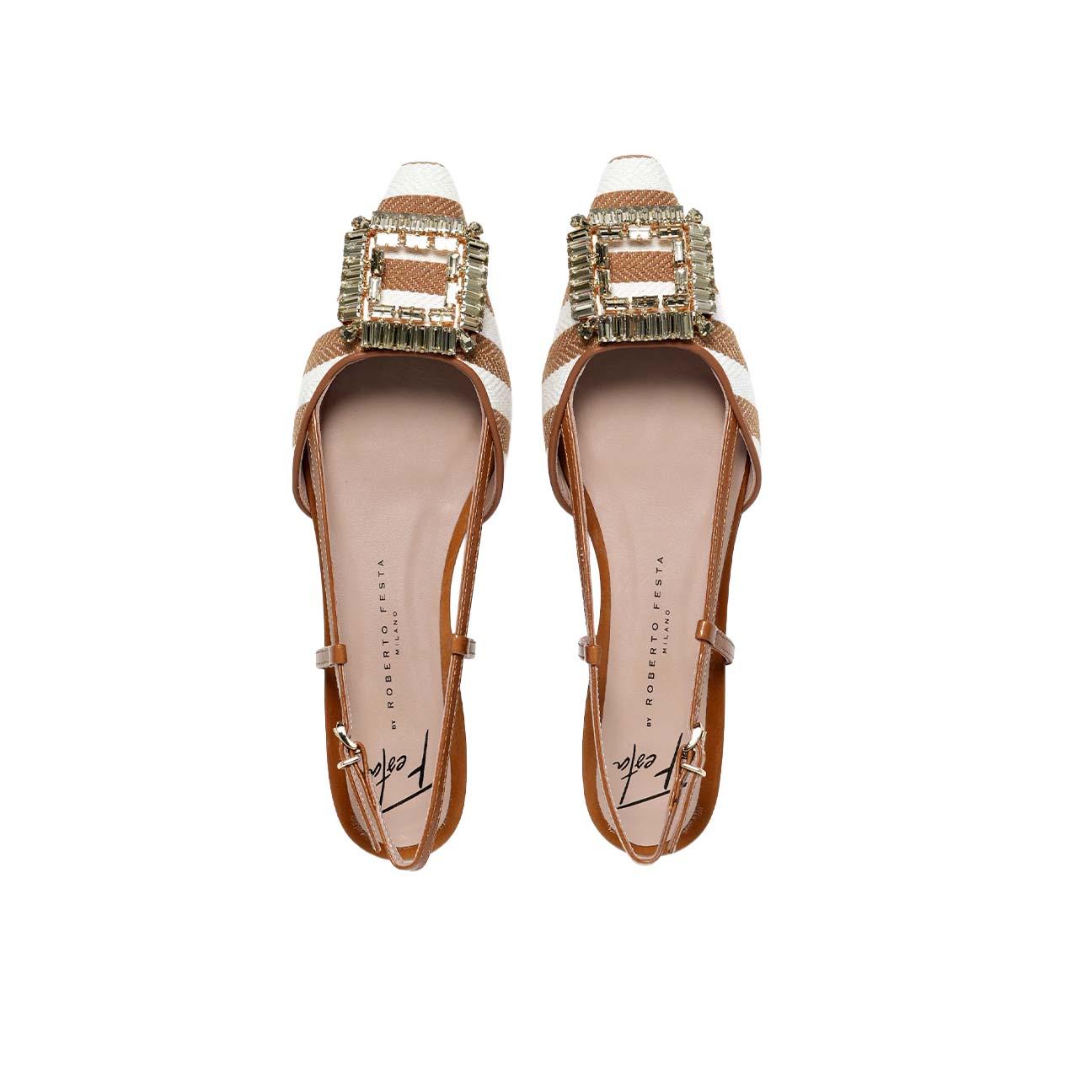 Slingback donna Mimma in tessuto a righe Beige MIMMA SAND COGNAC ROBERTO FESTA 
