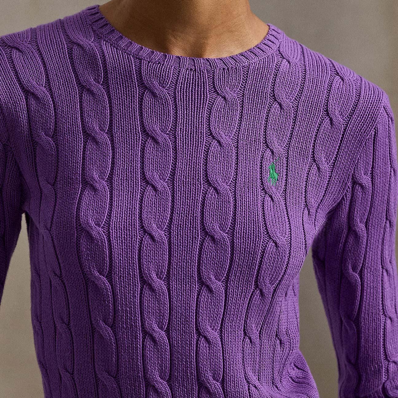 Maglia donna a trecce in cotone Magenta 211971869 503 POLO RALPH LAUREN 