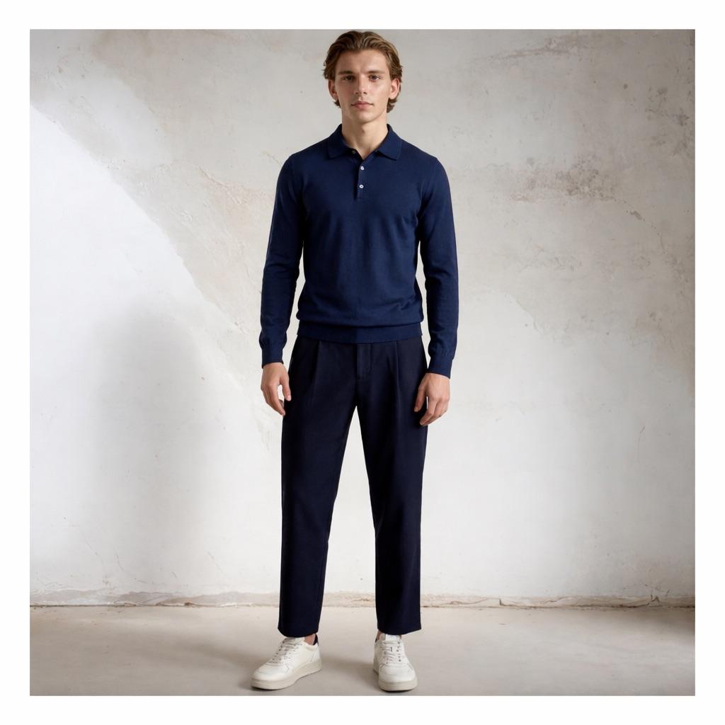 Polo uomo in cotone Blue PL1ML CR14R 890 Broadway & Spring 