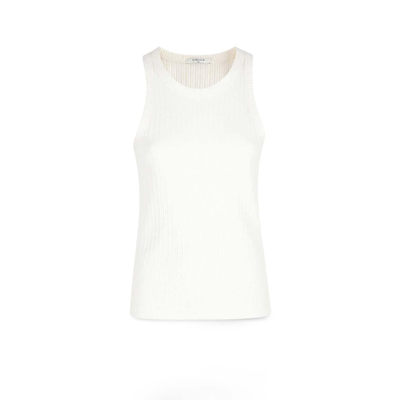 Top donna a coste Bianco FD3902 1033 CIRCOLO1901 