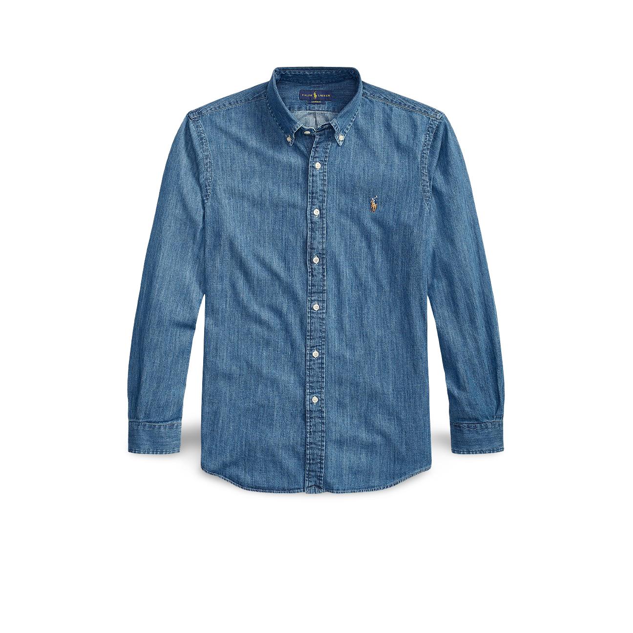 Camicia uomo in denim Custom Fit Blue 710792043 001 POLO RALPH LAUREN 