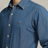 Camicia uomo in denim Custom Fit Blue 710792043 001 POLO RALPH LAUREN 