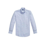 Camicia uomo Custom Fit in lino cotone seersucker Blue 710B16700 001 POLO RALPH LAUREN 