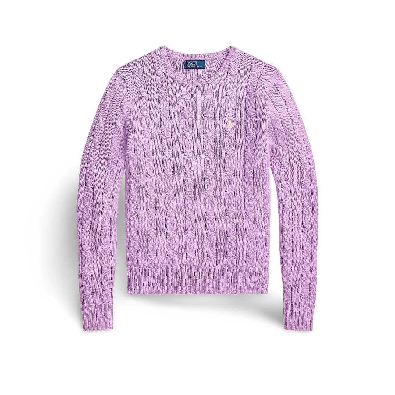 Maglia donna a trecce in cotone Mauve 211971869 505 POLO RALPH LAUREN 
