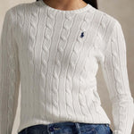 Maglia donna a trecce in cotone Bianco 211971869 007 POLO RALPH LAUREN 