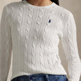 Maglia donna a trecce in cotone Bianco 211971869 007 POLO RALPH LAUREN 
