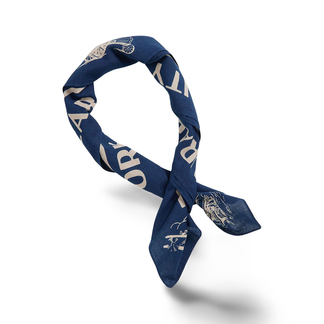 Bandana in cotone indaco con grafica Blue 417959851001 INDIGOCREAM RRL 