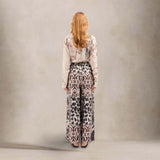 Pantalone donna a palazzo in seta stampa Animalier ALOE PT11094 146803 PIERRE LOUIS MASCIA 