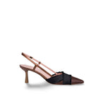 Slingback in pelle e tessuto Bronzo e Nero LEONIAS NERO MARRONE ROBERTO FESTA 