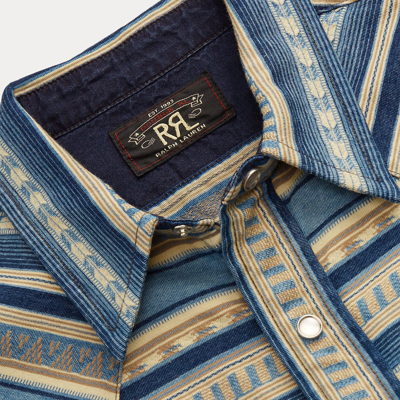 RRL Camicia western Slim Fit jacquard Blue