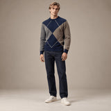 KANGRA Maglia uomo girocolo con rombi Blue e Beige