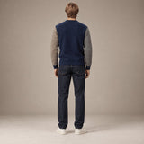 KANGRA Maglia uomo girocolo con rombi Blue e Beige