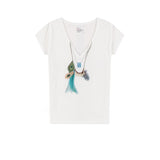 LEON & HARPER T-Shirt donnaTonton Feathers in cotone Bianco