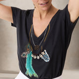 LEON & HARPER T-Shirt donnaTonton Feathers in cotone Carbone