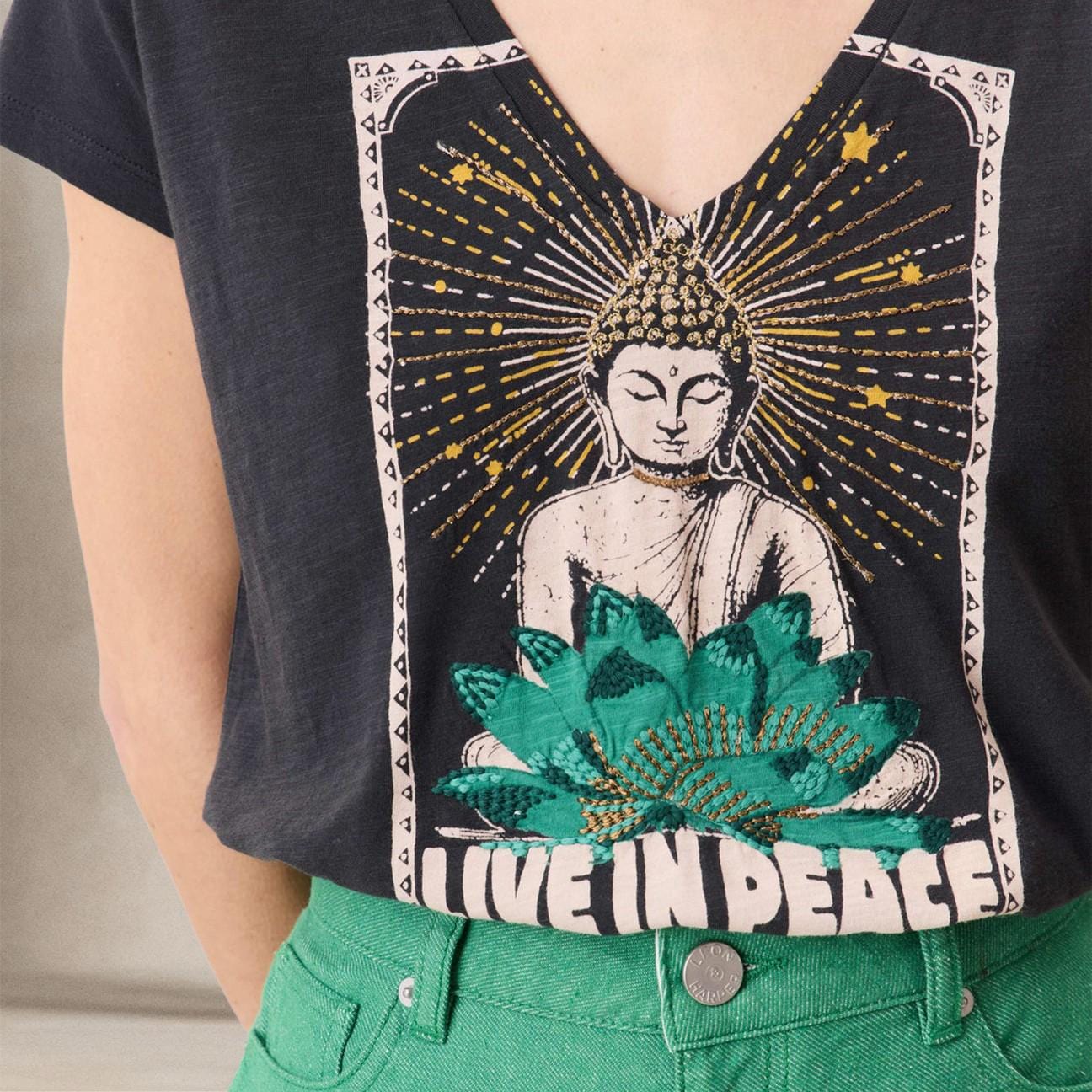 LEON & HARPER T-Shirt donnaTonton Yoga  in cotone Grigio