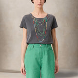 LEON & HARPER T-Shirt donnaToro Beads  in cotone Grigio