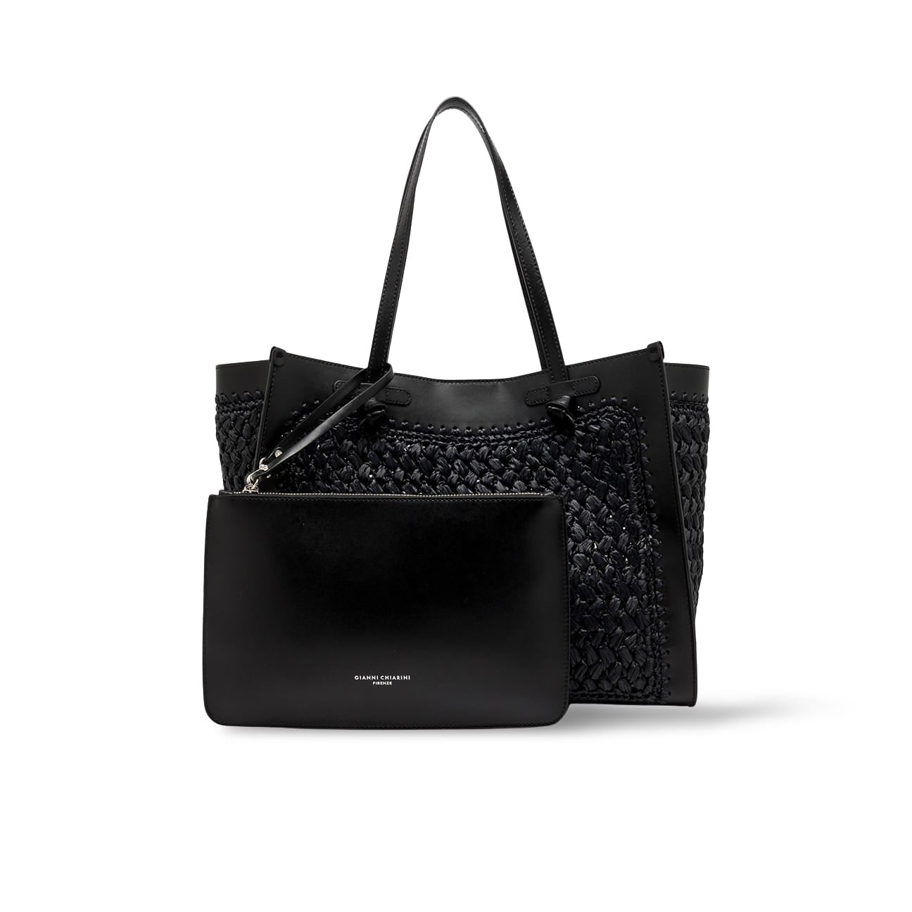MARCELLA CLUB Borsa donna Marcella in rafia e pelle Nero