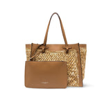 MARCELLA CLUB Borsa donna Marcella in rafia e pelle New Cuoio