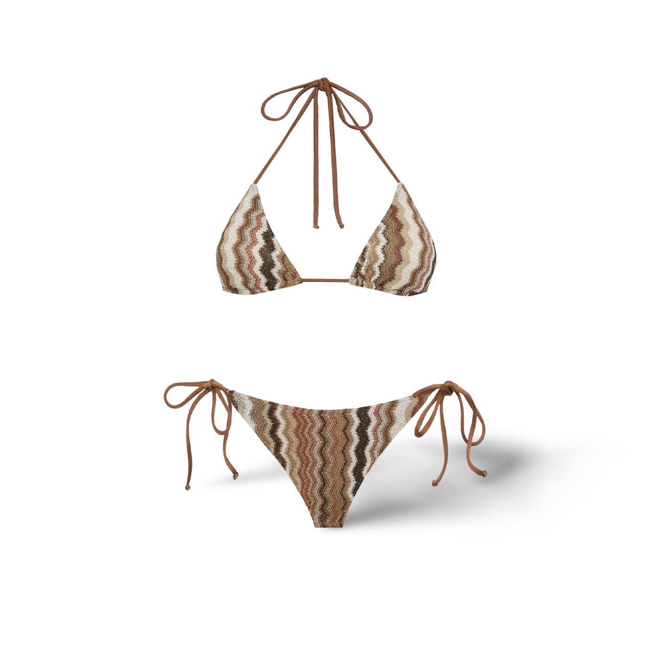 MC2 SAINT BARTH Bikini a tringolo Leha Chevron Marrone