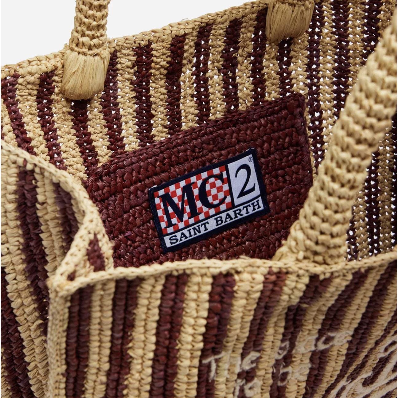 MC2 SAINT BARTH Borsa Colette in rafia a righe Marrone