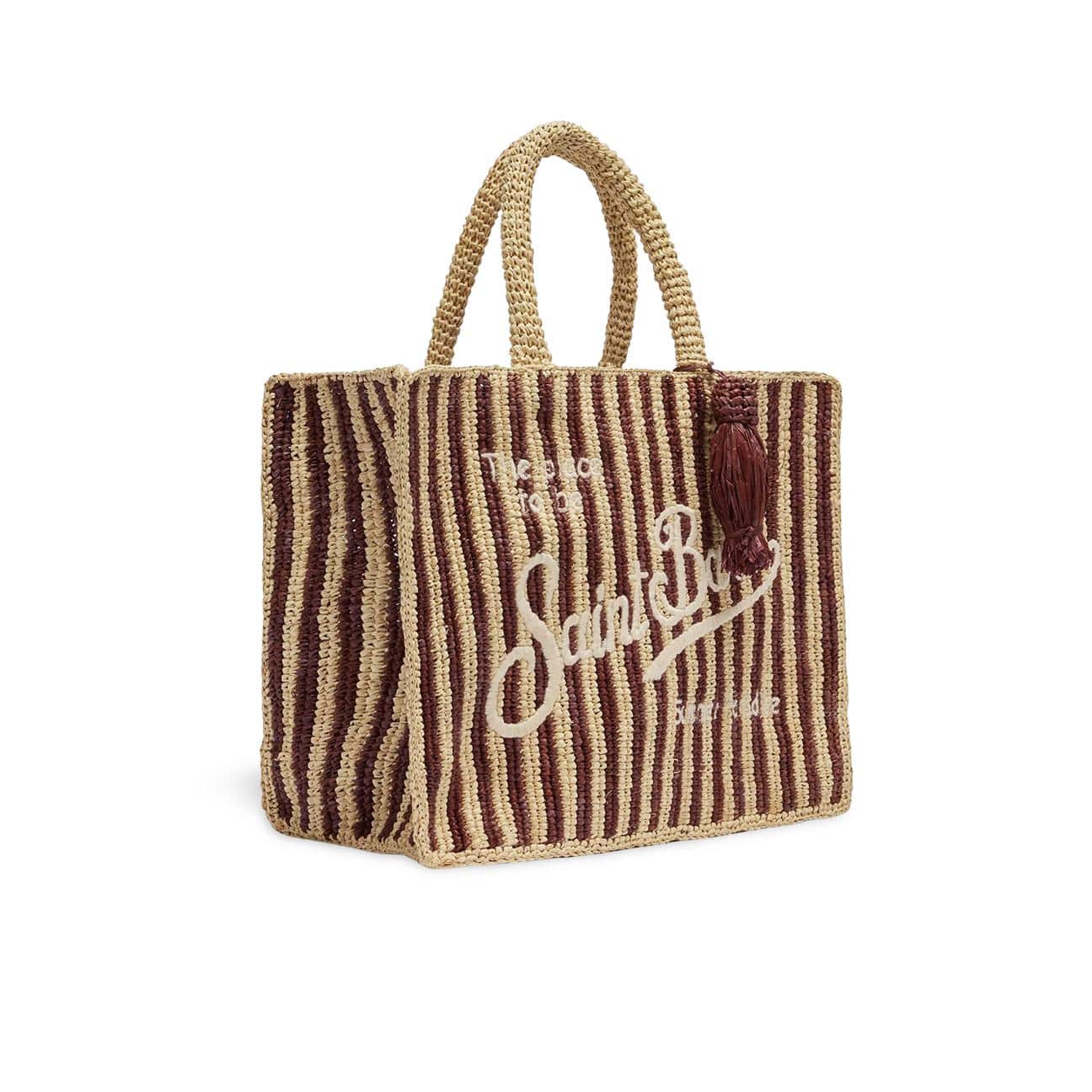 MC2 SAINT BARTH Borsa Colette in rafia a righe Marrone