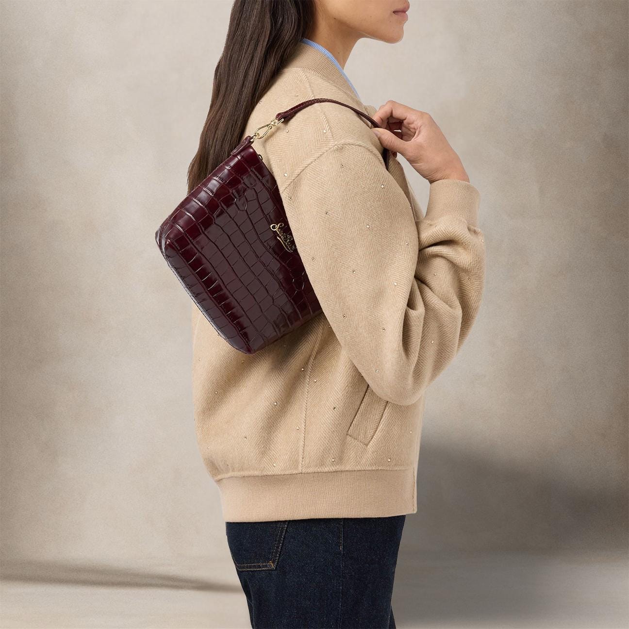 MC2 SAINT BARTH Borsa donna Aline in pelle stampa cocco Burgundy