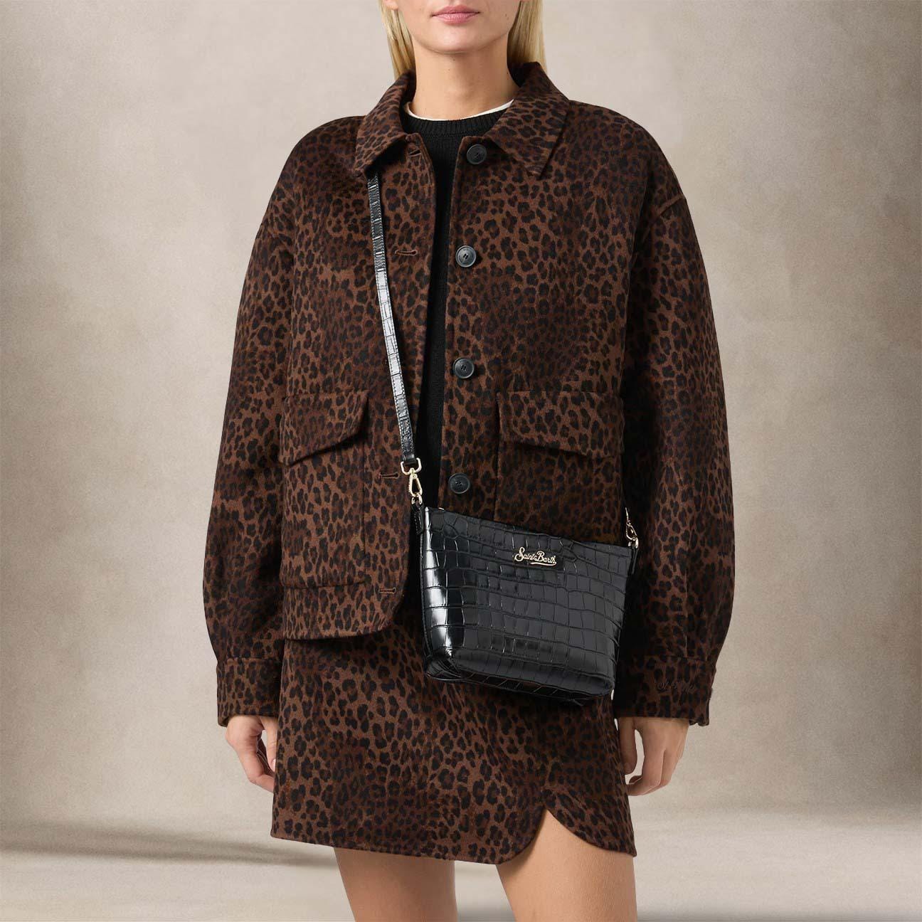 MC2 SAINT BARTH Borsa donna Aline in pelle stampa cocco Nero