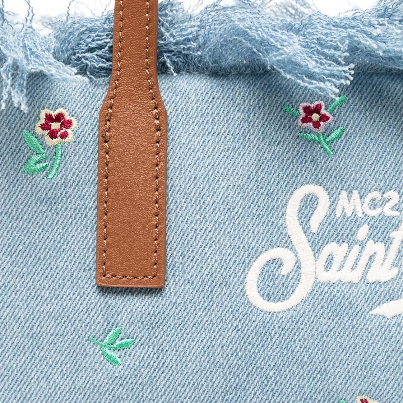 MC2 SAINT BARTH Borsa donna City bag media in denim ricamo Fiori