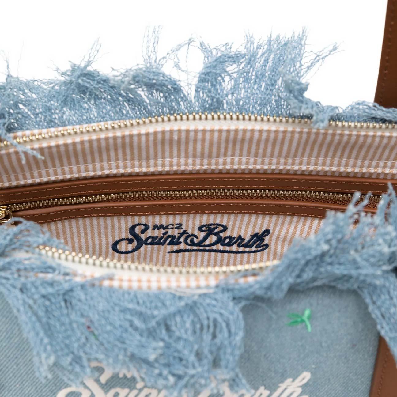 MC2 SAINT BARTH Borsa donna City bag media in denim ricamo Fiori