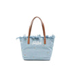 Borsa donna City bag media in denim ricamo Fiori