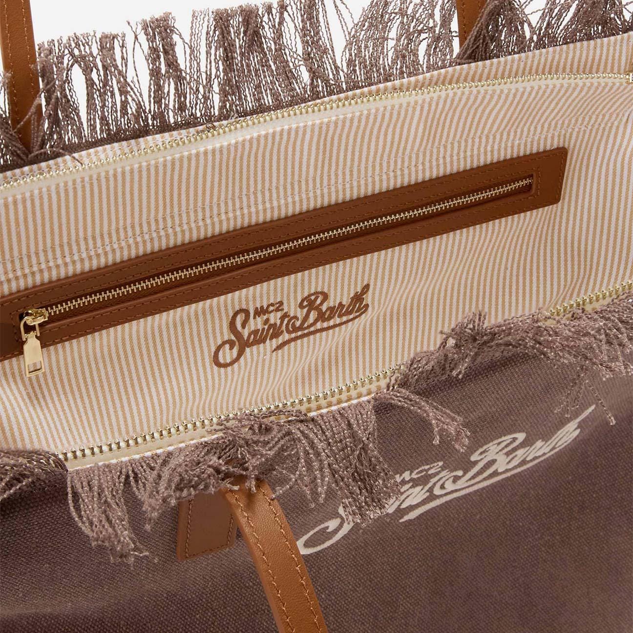 MC2 SAINT BARTH Borsa shopper City medium in canvas Marrone