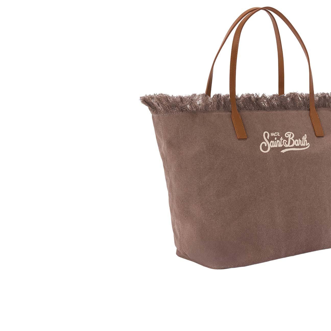 MC2 SAINT BARTH Borsa shopper City medium in canvas Marrone