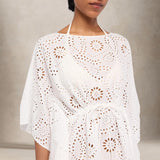 MC2 SAINT BARTH Caftano donna Iria in Sangallo Bianco