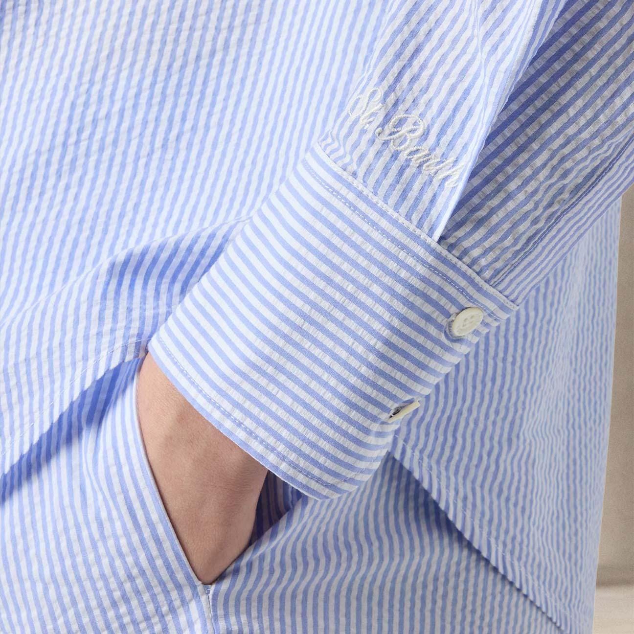 MC2 SAINT BARTH Camicia donna in cotone a righe Azzurro