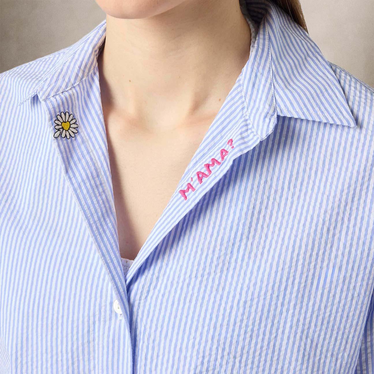 MC2 SAINT BARTH Camicia donna in cotone a righe Azzurro