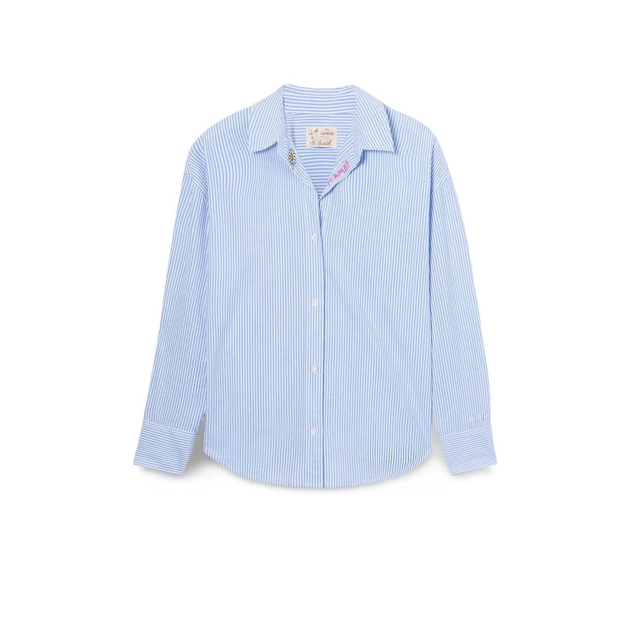 MC2 SAINT BARTH Camicia donna in cotone a righe Azzurro