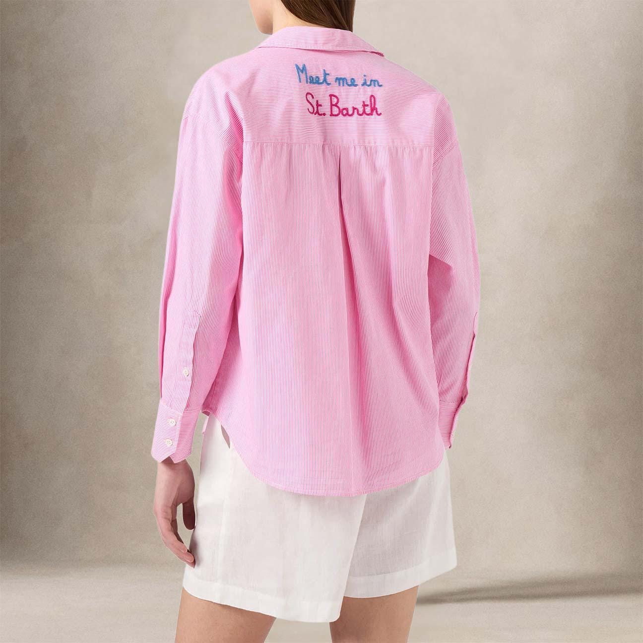 MC2 SAINT BARTH Camicia donna Meet Me in St Barth in cotone  a righe Rosa