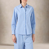 MC2 SAINT BARTH Camicia donna Meredith a righe Azzurro e bianco