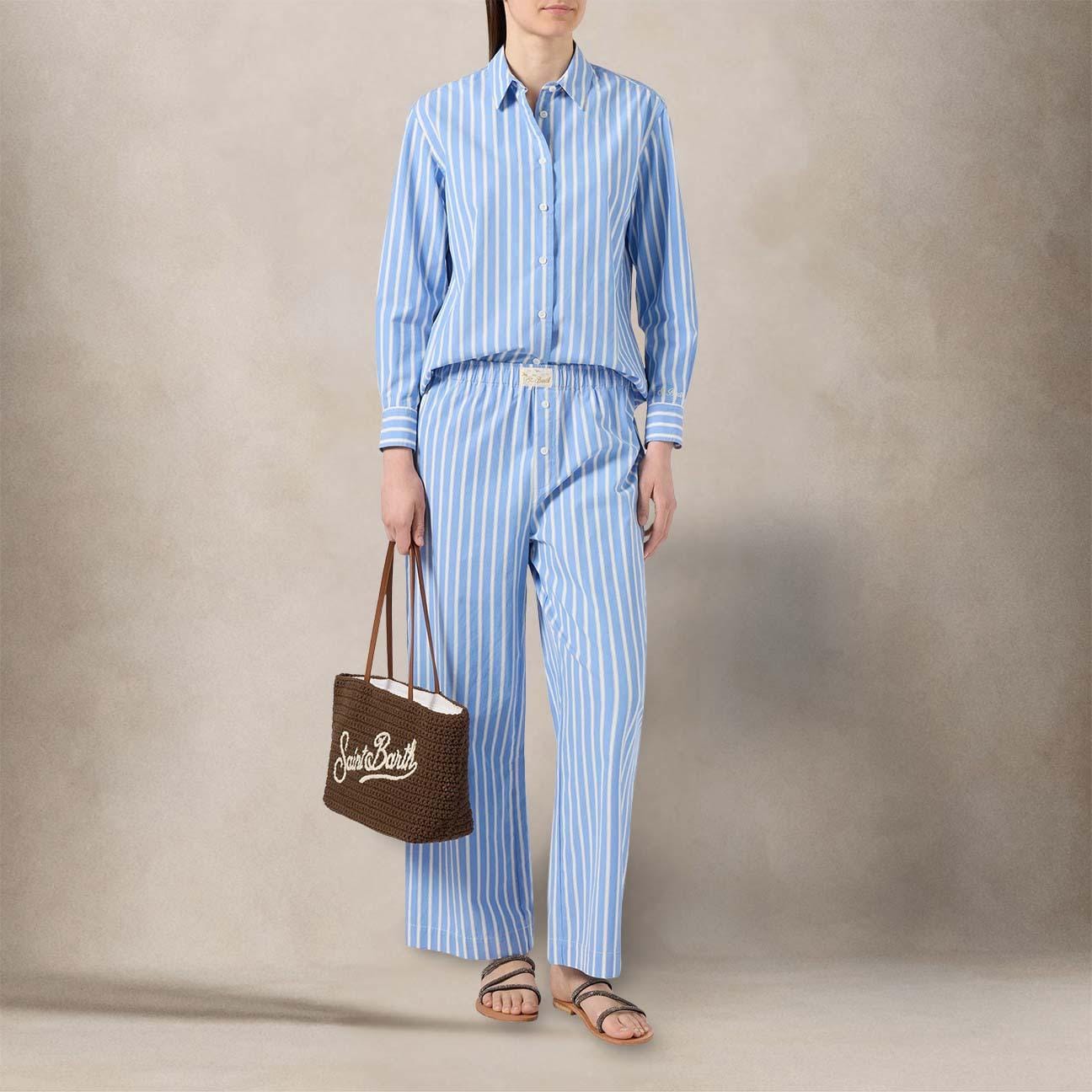 MC2 SAINT BARTH Camicia donna Meredith a righe Azzurro e bianco