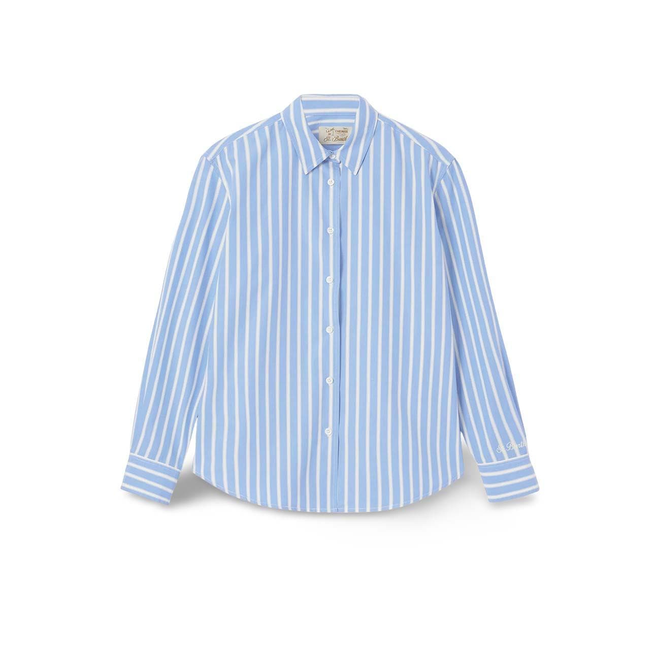 MC2 SAINT BARTH Camicia donna Meredith a righe Azzurro e bianco