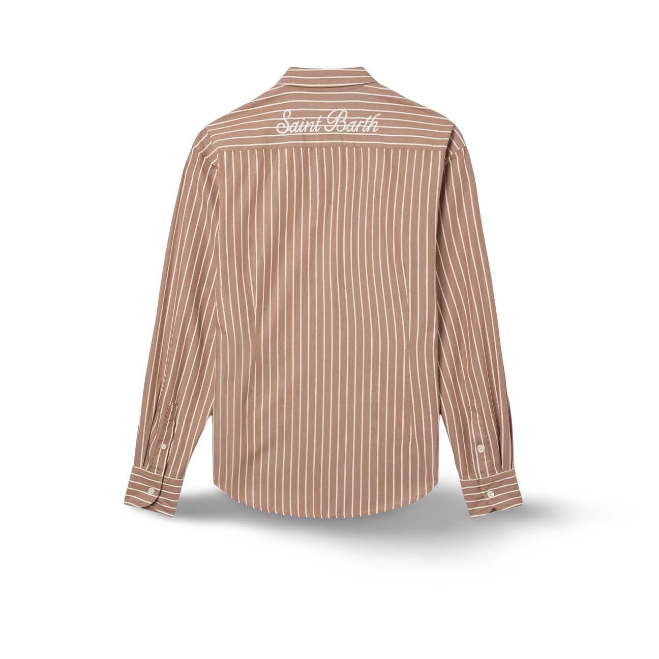 MC2 SAINT BARTH Camicia donna Meredith a righe Marrone e Bianco
