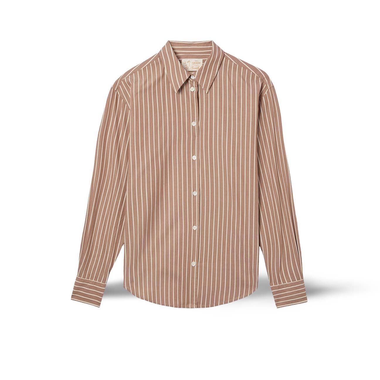 MC2 SAINT BARTH Camicia donna Meredith a righe Marrone e Bianco