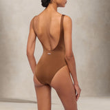 MC2 SAINT BARTH Costume intero donna con strass Animalier Marrone