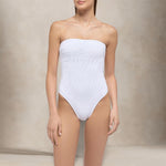 MC2 SAINT BARTH Costume intero donna in Sangallo Bianco