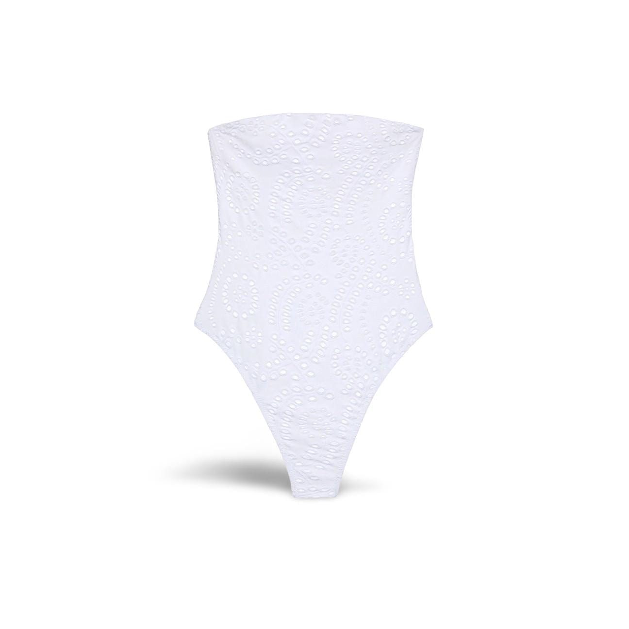 MC2 SAINT BARTH Costume intero donna in Sangallo Bianco