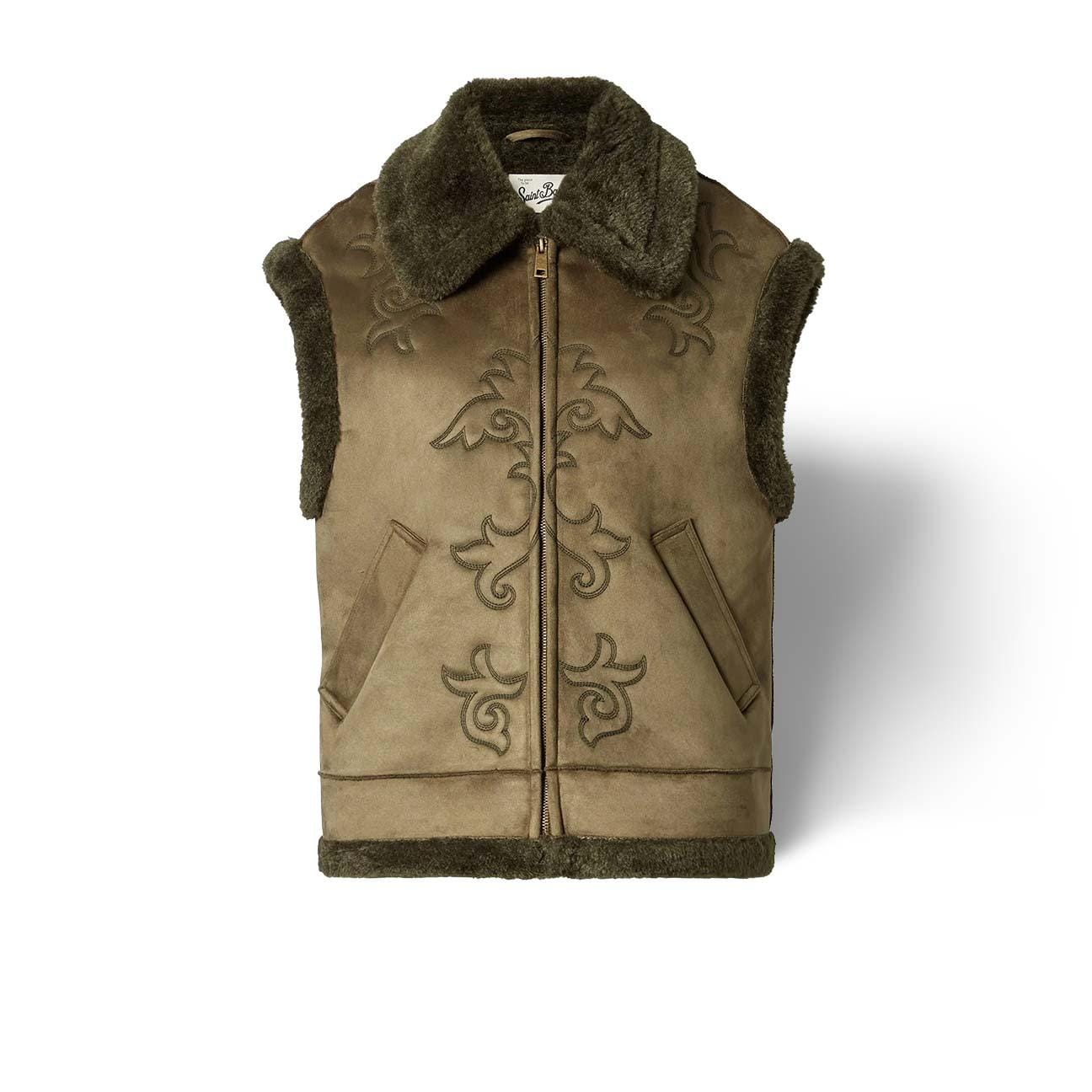 MC2 SAINT BARTH Gilet donna in ecomontone Verde Militare