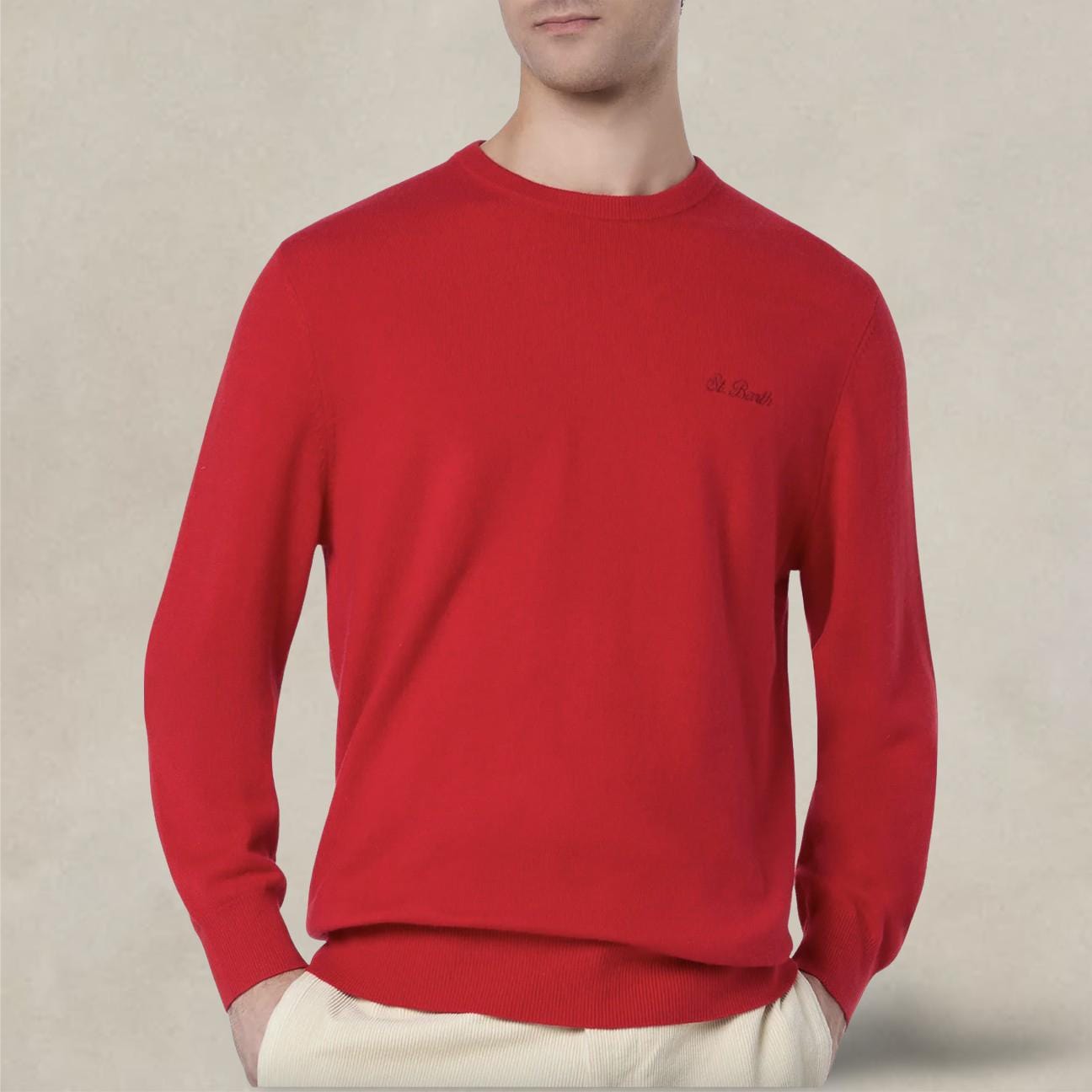 MC2 SAINT BARTH Maglione da uomo girocollo Rosso